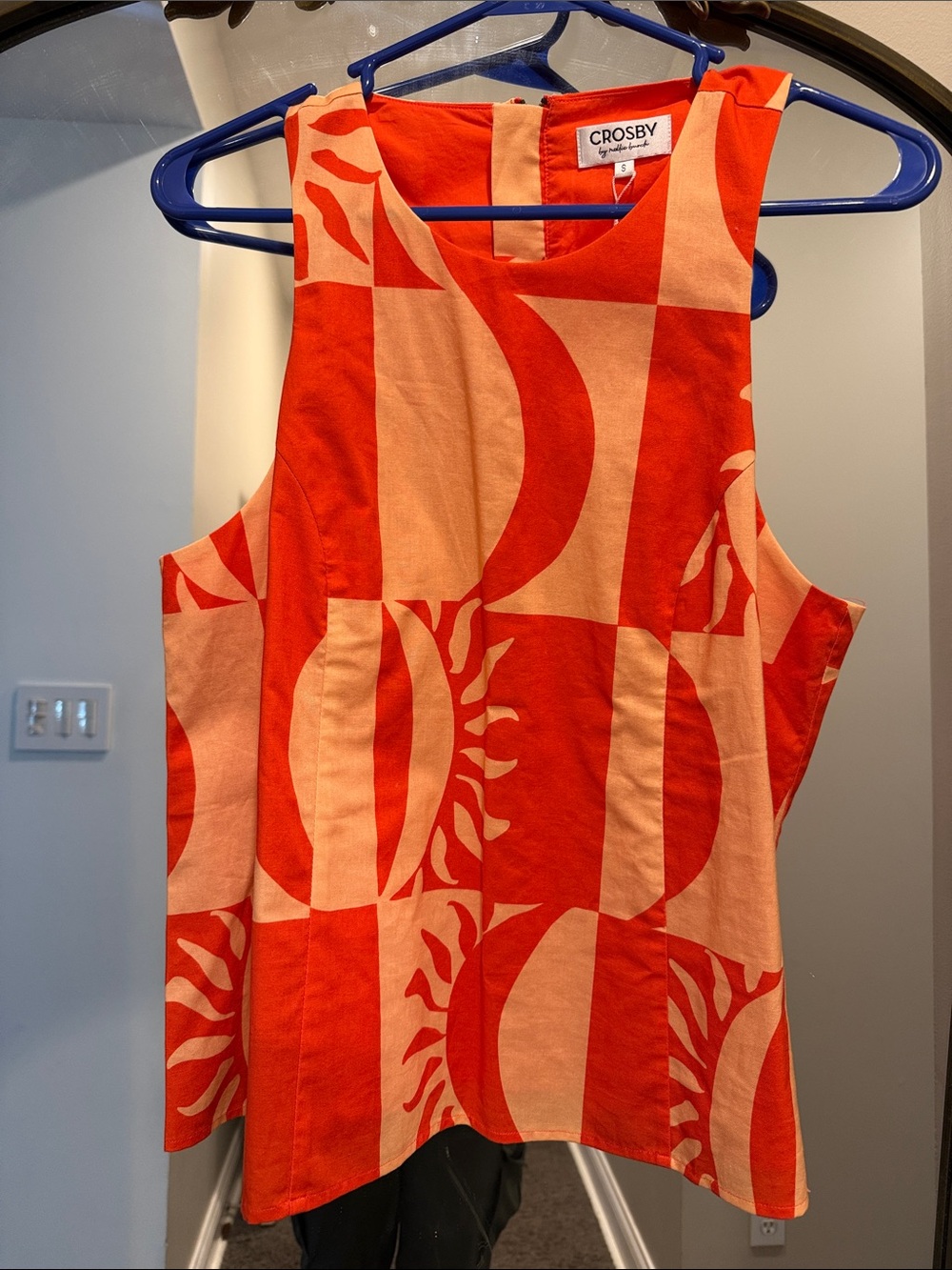 CROSBY by Mollie Burch Orange and Peach Geometric Sun Print Tank